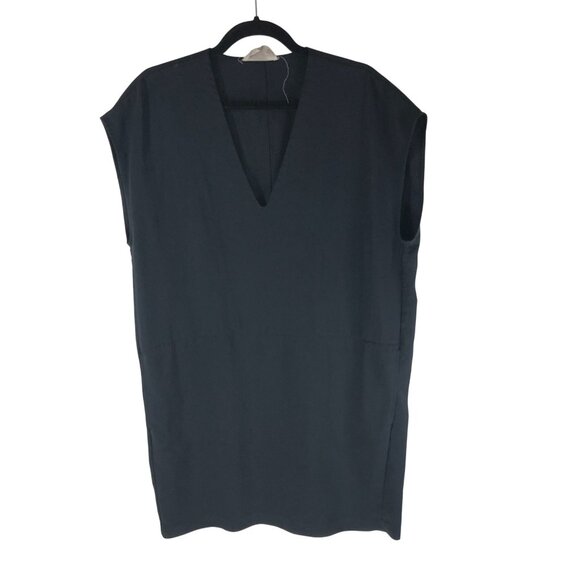 Everlane Black Japanese Goweave V-Neck Cocoon Dress Sleeveless Womens Size L - Picture 1 of 4